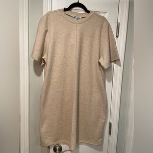 NWT Steve Madden Oatmeal Beige Short Sleeve Crew Neck Sweater Dress Size XXL